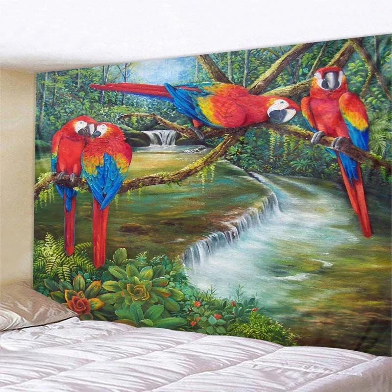 Bedroom Living Room Tapestry Parrot Peacock Art Pattern Fashion Home Decoration Tapestry