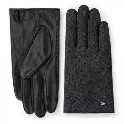 Men S Gray Check Wool Leather Blend Touch Screen gloveS Dcgv2f150