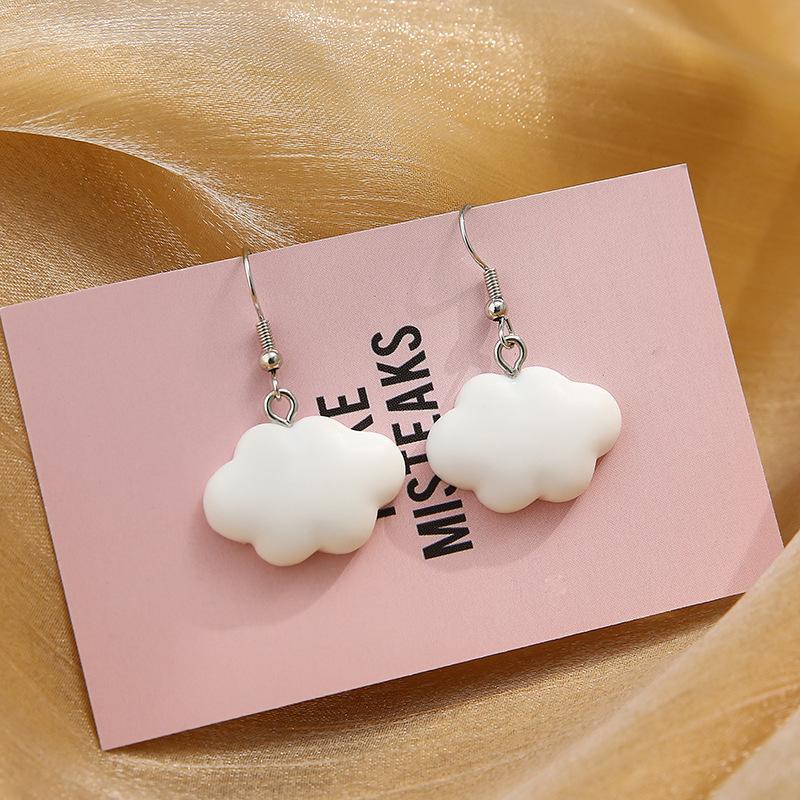Cute Cloud Earrings Women'S White Cloud Earrings European Temperament Stud Earrings