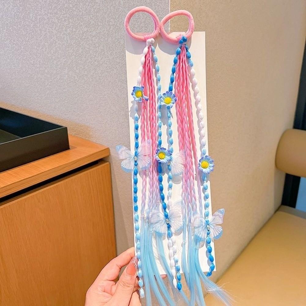 Sweet Colorful Wigs Ponytail Rubber Band Adjustable Hair Ornament Fashion Braided Head Rope Party