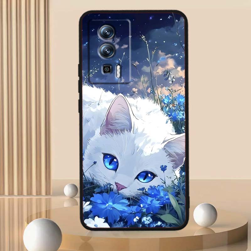 Мультяшный Милый Кот Для Xiaomi Redmi 12 13C 12C 13 10C 9T A2 9A 9C 7A Note 10S 8T 10 9 8 Pro 4G 5G Черный Чехол для Телефона