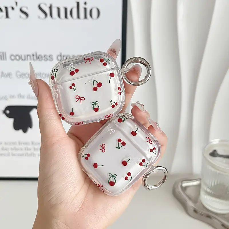 Transparent cherry suitable for AirPods 1/1st generation protective case Apple Pro/1 wireless bluetooth headset cover