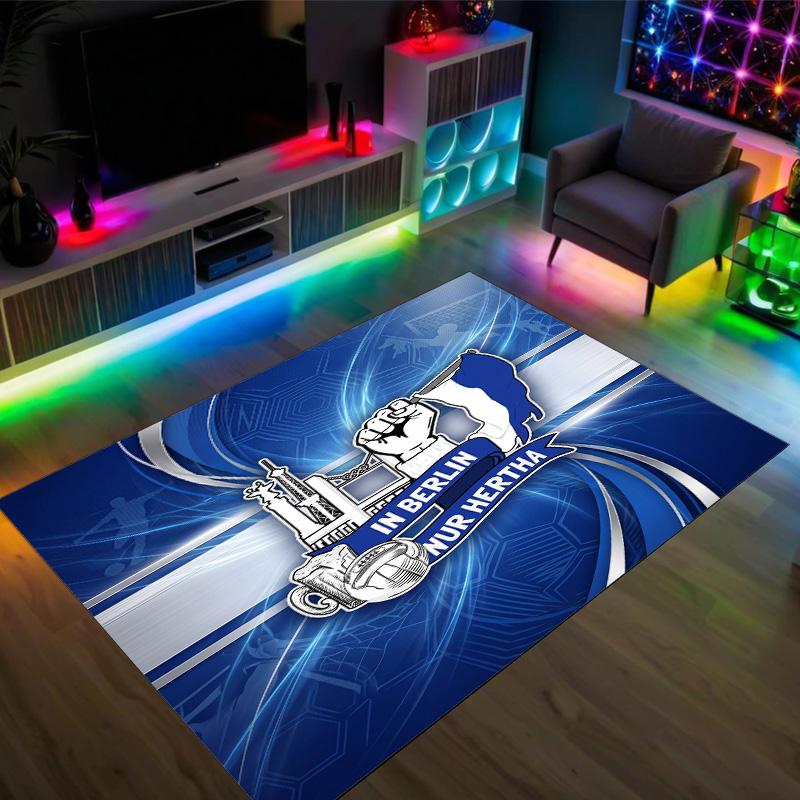 hertha bsc FC Design Crystal Velvet Carpet Cozy Non?Slip Printed Rug For Bedroom Living Room Entrance