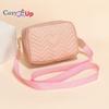 Cozy Up Solid Color Diagonal Camera Bag with Wave Pattern Heart Embroidered Shoulder Bag