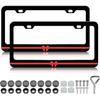 Red Bow License Plate Frames For Women - 2 Pack Cute License Plate Holder, Stainless Steel Rust-Proof Waterproof Car Decorative Tag Frame With Screws