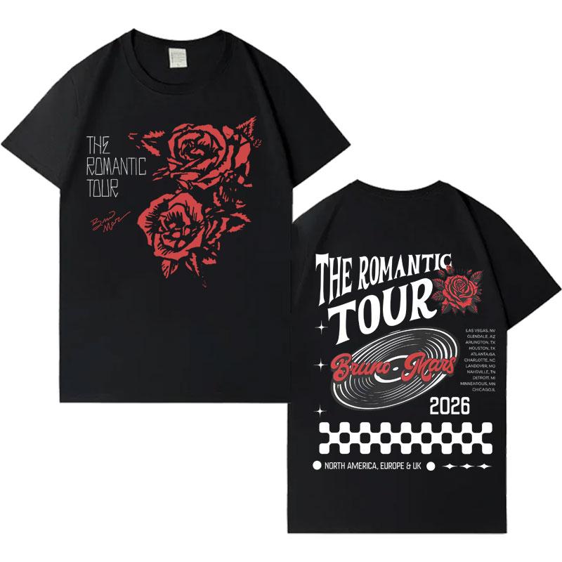 Singer Bruno Mars The Romantic new album tshrit Mens Women Oversized Casual High Quality harajuku loose tshrits teenagers Unisex