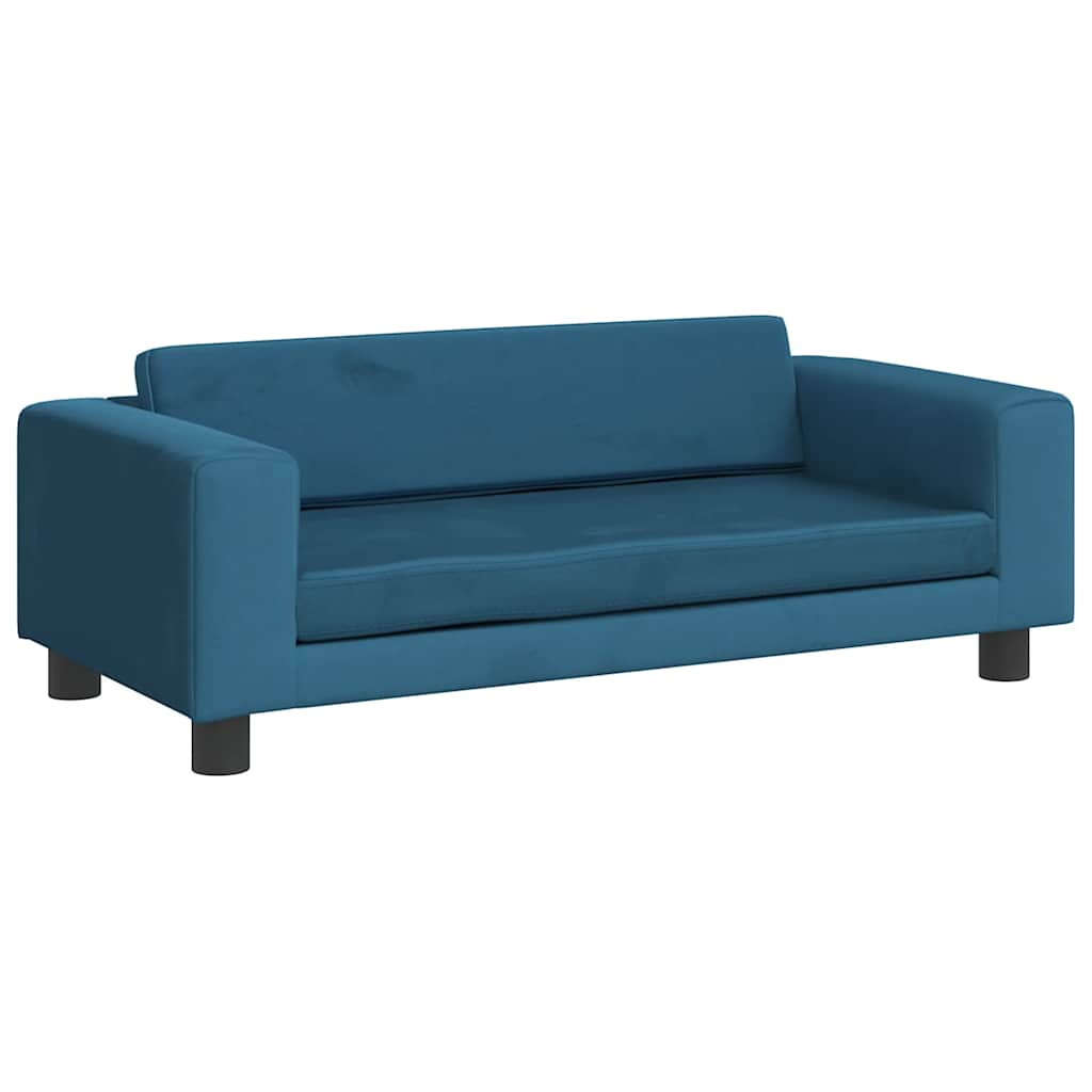 Children s Sofa with Footstool Blue 100 x 50 x 30 cm Velvet