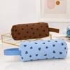With Handle Pencil Case Heart Print Stationary Storage Bag New Pen Bag  Students