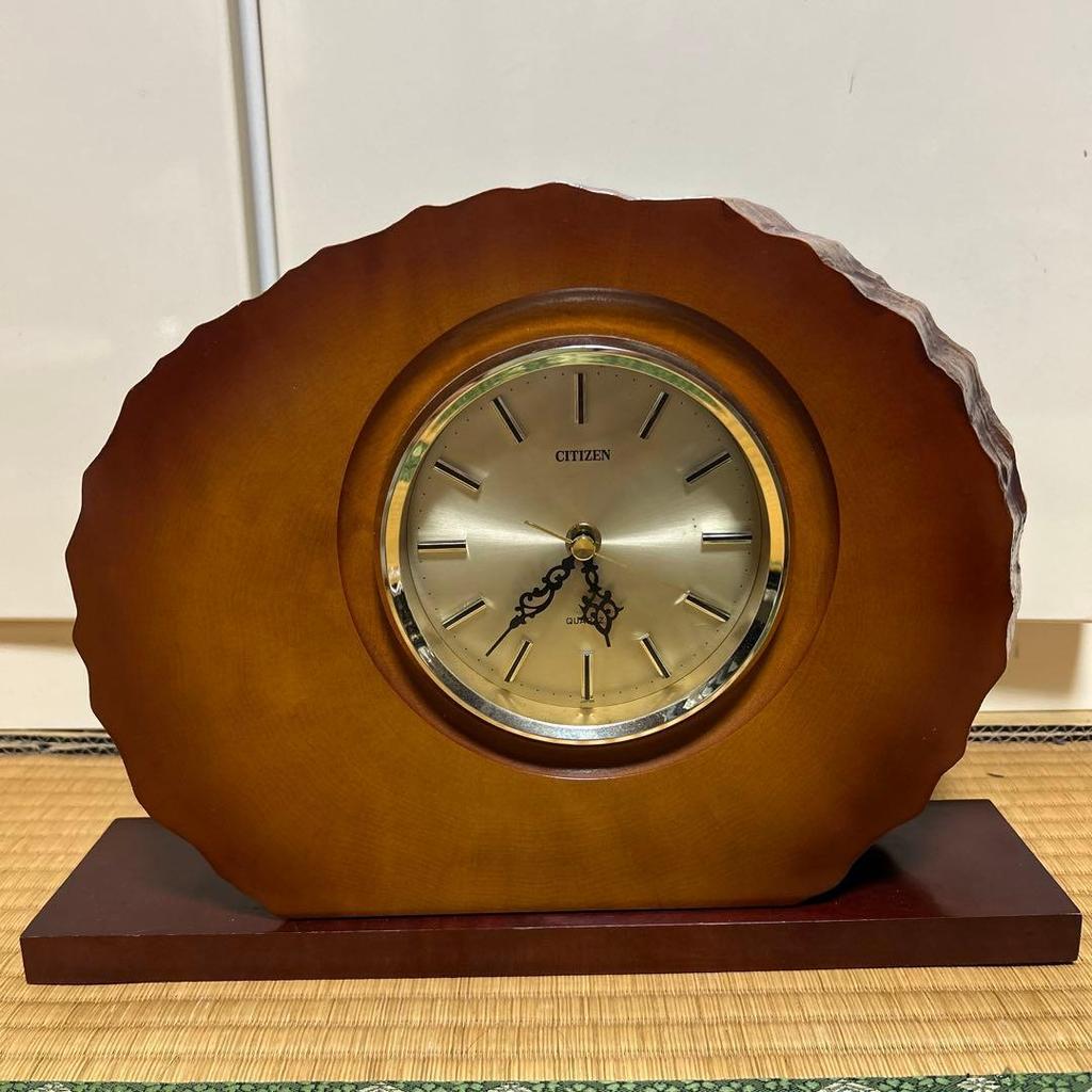 Used CITIZEN Table Clock, Annual Ring, Wood Grain, Commemorative Item