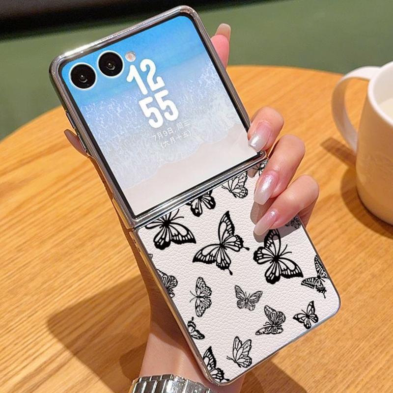 Чехол со стилем 'Линия Бабочка' для Samsung Z Fold 7 6 5 Роскошный Гибридный 3-в-1 Кожаная Накладка с Покрытием Чехол для Складного Телефона для Samsung Z Fold7 Fold6 Fold5