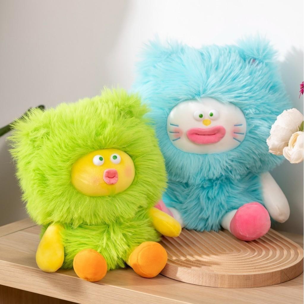 Причудливая длинношерстная плюшевая игрушка Милая подушка для детей Синий кот Набивная игрушка из ПП хлопка