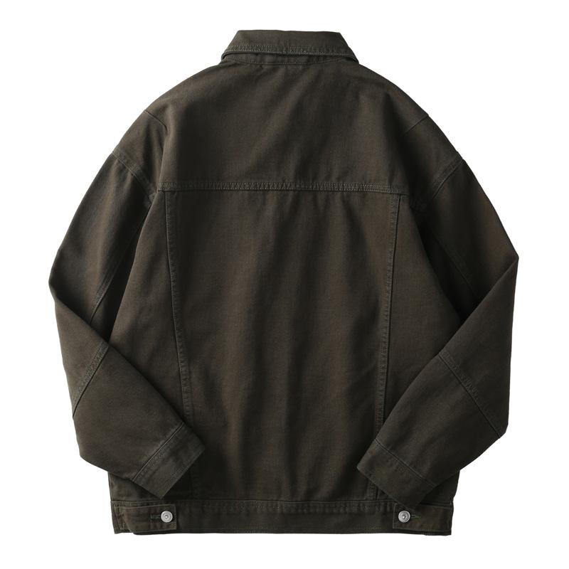 Spring High-End Denim Jacket Men'S Loose Large Size Fat Trendy Brand Army Green Retro Youth Tooling Jacket Denim