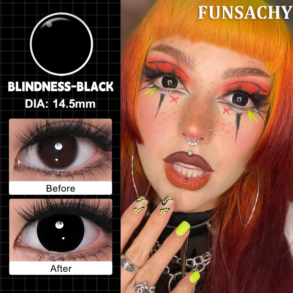 FUNSACHY Cosplay Black White Contact Lenses for Eyes 1Pair Colored Anime Lens Eye Makeup Pupil Halloween Women Men's Accessories