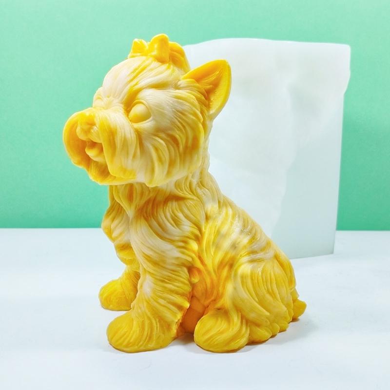 Stereo Sitting Little Dog Soap Mould Epoxy Gypsum Ornaments Therapy Candle Handmade Molds for Decorations