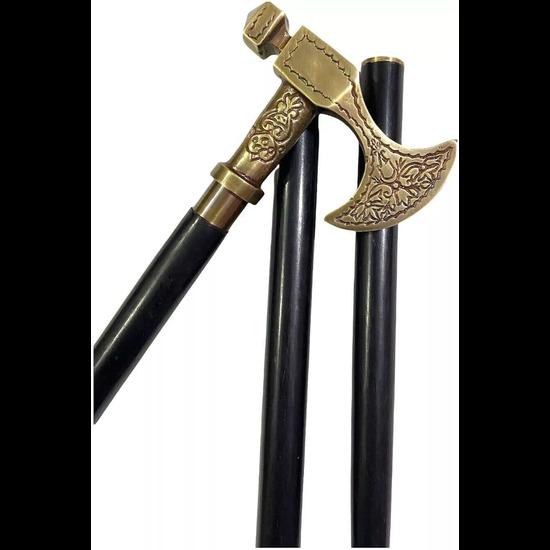 Алюминиевая золотая рукоятка топора, черная деревянная трость, трость для ходьбы, винтажная, новая