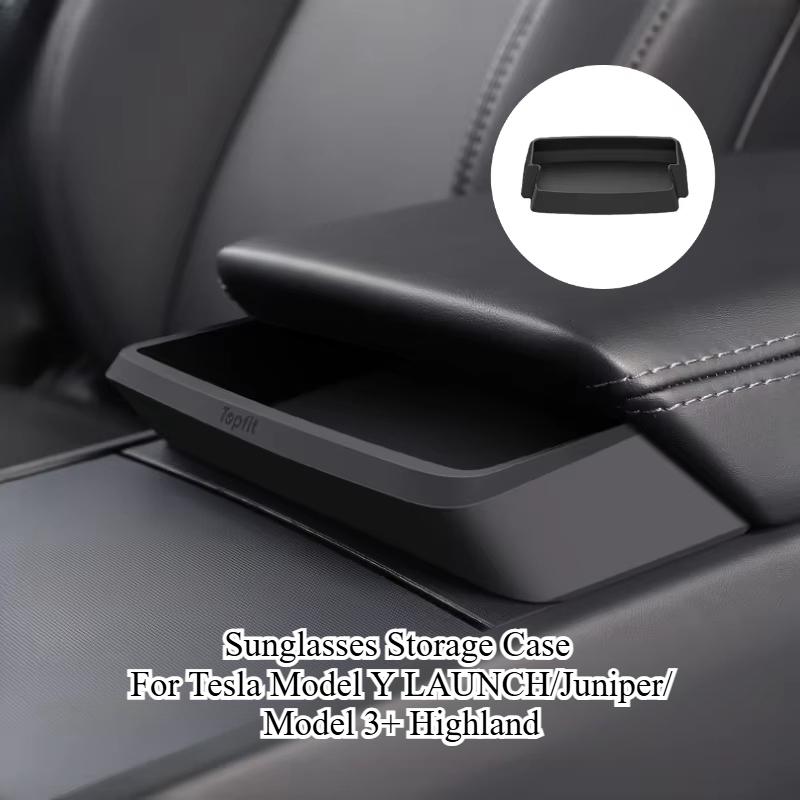 Sunglasses Storage Case for Tesla Model Y LAUNCH/Juniper/Model 3+ Highland 2025 Central Control Glasses Pocket Car Armrest Box