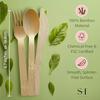 SWEET HOME Bamboo Utensils Disposable Set of 180 Pcs 70 Forks 40 Spoons and 70 Knives 100% Compostable Bamboo Biodegradable Ute