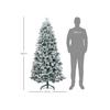 HOMCOM Sapin de Noël artificiel, neige artificielle et pommes de pin, réaliste, ignifuge, pied métallique, 183 cm, vert