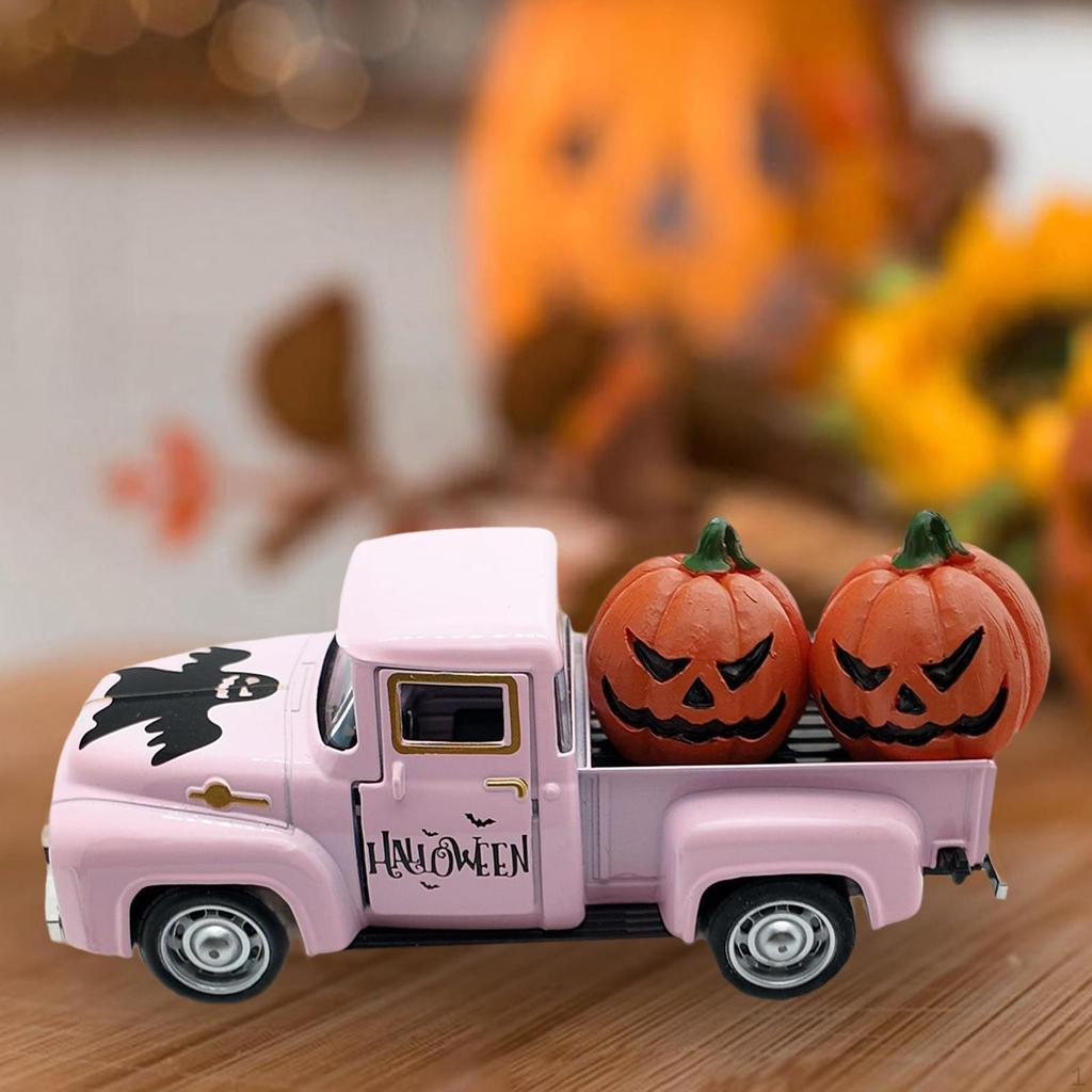 Halloween Alloy Truck Model Table Decor Creative Scary Pumpkin for Favor