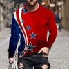 European and American Autumn New Men's Printed Simple and Fashionable Men's Long Sleeved T-shirt