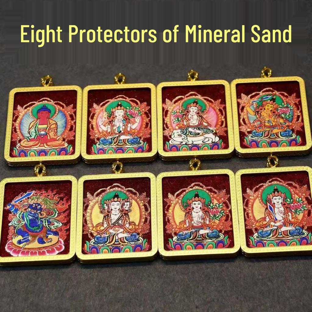 Тибетская ручная роспись Тханка: Минеральный пигмент Зодиак и Восемь Божеств-Хранителей