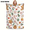 Gingerbread Man Christmas Flannel Throw Blanket, Candy Cane Holly Print Soft Warm Cozy Blanket for Sofa Bed Winter Holiday Xmas Home Decor Gift