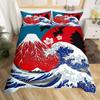 Japanese Ukiyo-e King Queen Duvet Cover Golden Fish Hokusai Bedding Set Crane Wave Quilt Cover Red Sun Polyester Comforter Cover