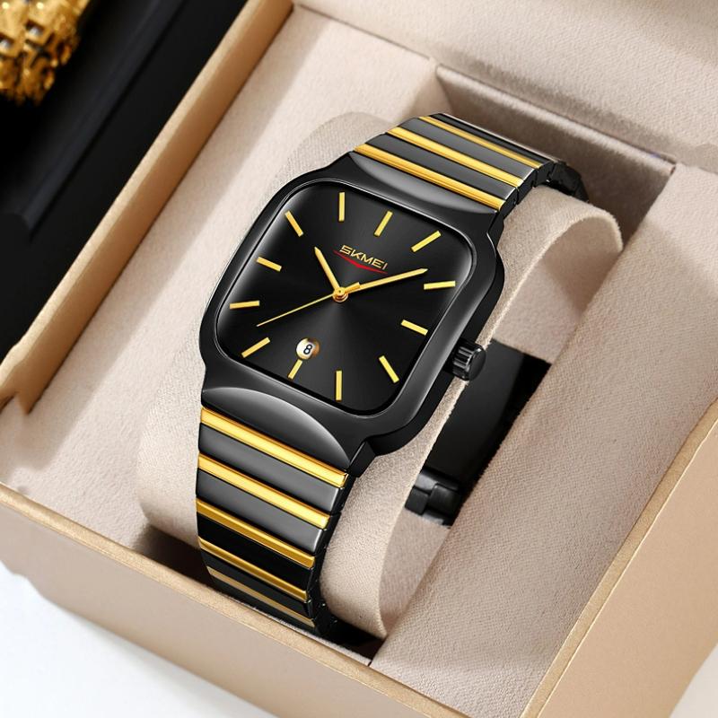 Skmei Square Gold Men's Quartz Watch Waterproof Fashion Sport Watches for Men Clock Reloj Hombre