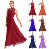 Womens Lyrical Dance Dress Sleeveless Mock Neck Cutout Back Wide Hem Rhinestone Performance Gown