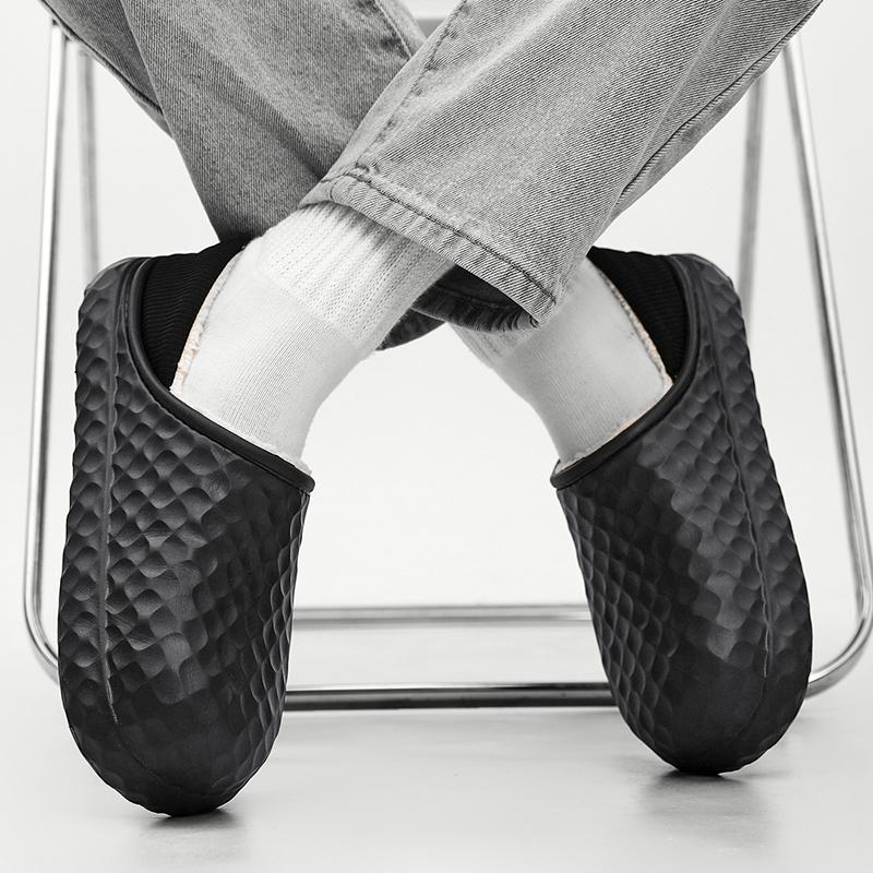 2024 Men Winter Velvet Man Slippers Warm Short Plush Slippers Non-slip Bedroom Slippers Home Couple Soft Shoes 36-45