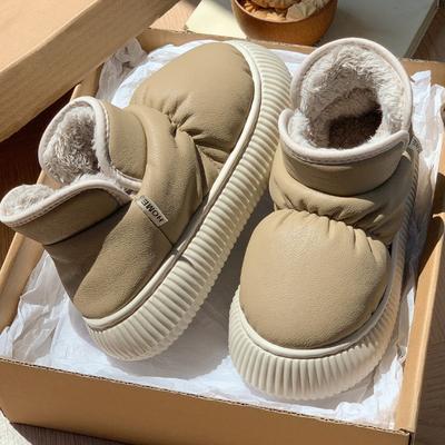 Удобные женские зимние ботинки на толстой подошве, водонепроницаемая ПУ кожа, теплый плюш, для улицы, зимние, нескользящая платформа, женские меховые ботинки