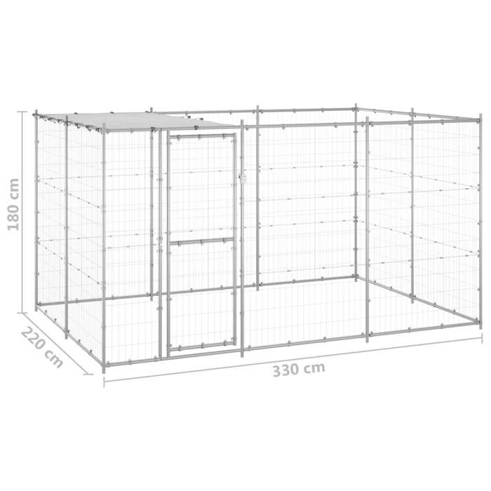 VidaXL Chenil Extérieur Acier Galvanisé avec Toit 7,26 m² Enclos Niche Cage 3082303