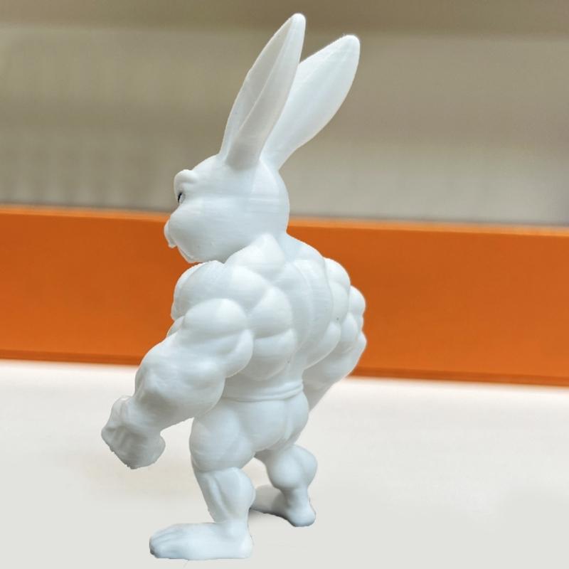 Статуэтки Мускулистых Кроликов, напечатанные на 3D-принтере, Декор для Дома, Настольные Украшения, Забавные Мускулистые Фигурки Кроликов, Коллекционные Фигурки, Скульптура