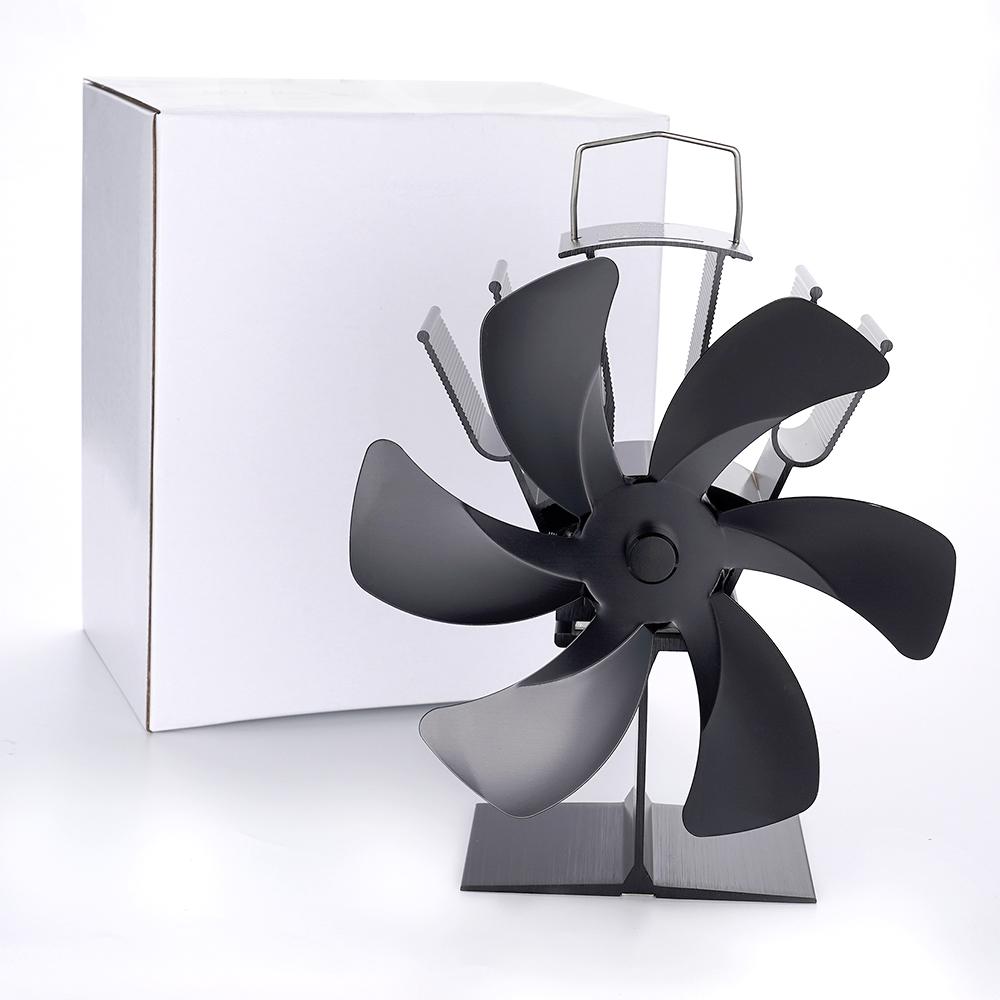 6-лопастной вентилятор для печи с подогревом, дровяная горелка, экологически чистый вентилятор, тихий каминный вентилятор, теплый зимний обогреватель для дома, эффективное распределение тепла