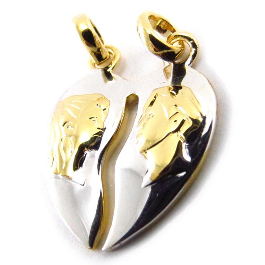 Les Trésors De Lily [E0232] - Gold Plated Pendant 'Ames Soeurs' Golden Silver