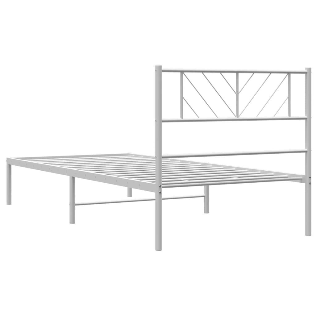 Metal Bed Frame with Headboard White 90x200 cm