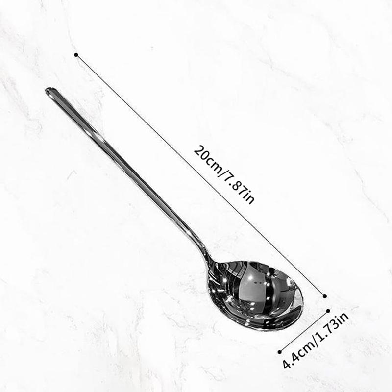 Ложка для супа с длинной ручкой, десертная ложка из нержавеющей стали, круглая западная суповая ложка для мороженого, десерта, риса, салата, столовая посуда