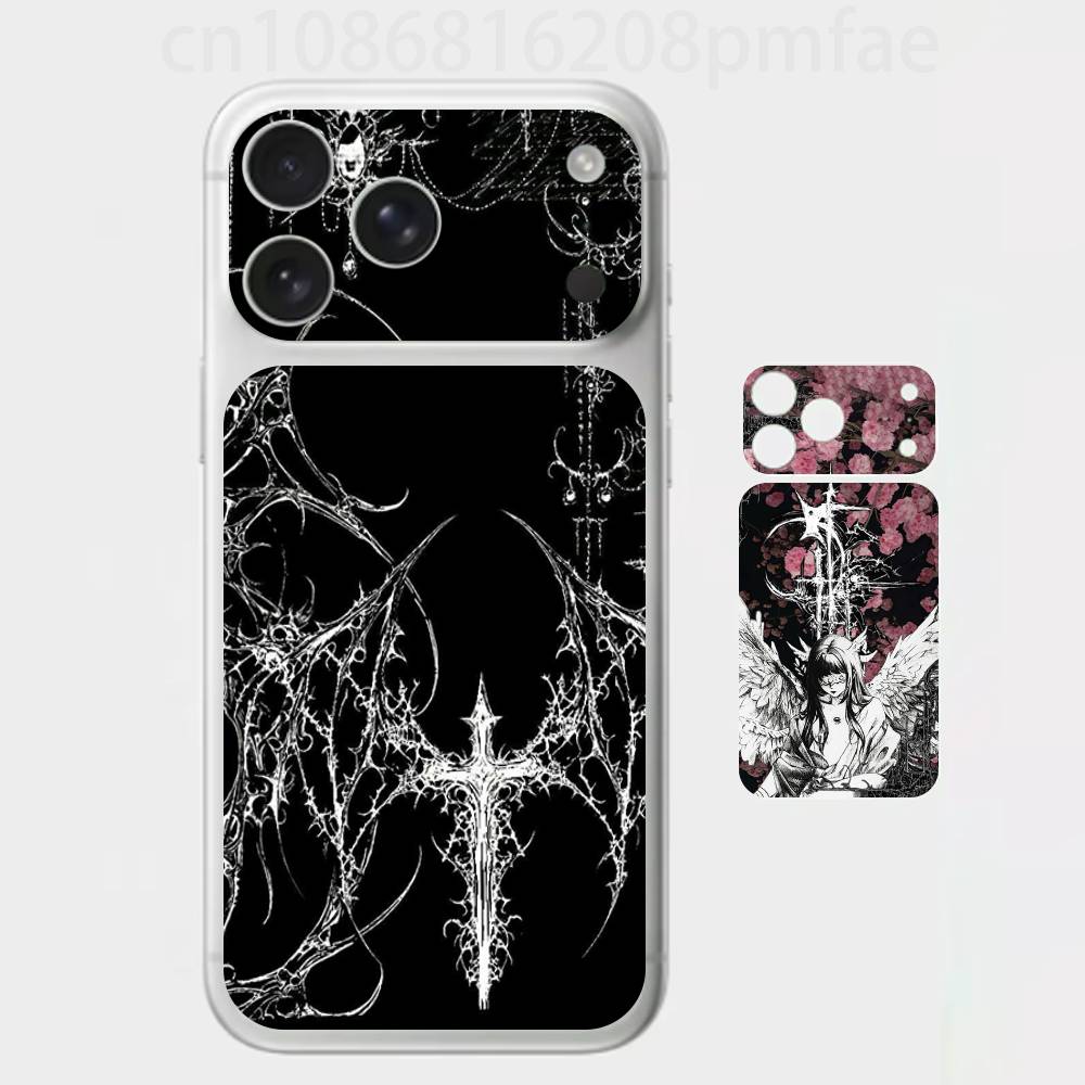 Готический Кибер-Сигил Крест Премиум Наклейка-Обертка для iPhone 17 Pro/Max, Задняя Рамка Защитная Наклейка на Камеру (Не чехол)