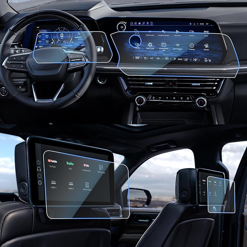CDEFG 2 шт. для Chevy Tahoe Suburban GMC Yukon 2021-2025 Защитная пленка для экрана 2021-2025 Tahoe Suburban Yukon Escalade 12,6 дюйма Защитная крышка экрана для заднего сиденья