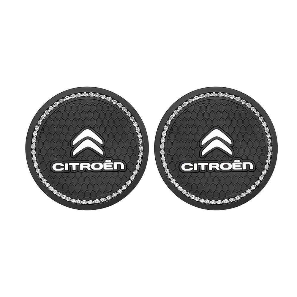 2Pcs Car Coaster Water Cup Holder Anti-Slip Silicone Mat For Citroen C1 C2 C3 C4L VTS C-ELYSEE C3-XR Celysee DS Car Accessories
