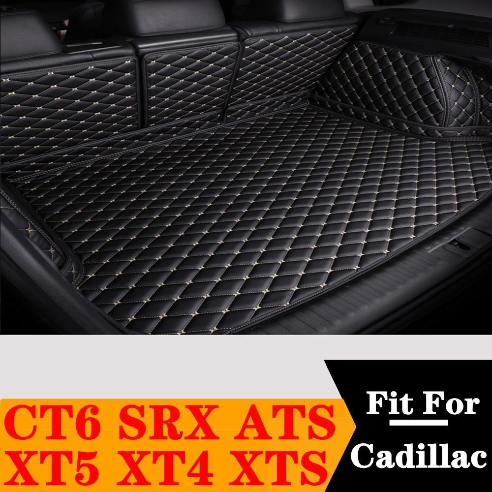 Sinjayer Waterproof Highly Covered Car Trunk Mat Tail Boot Pad Carpet Cover Cargo Liner Fit For Cadillac XT5 XT4 XTS CT6 SRX