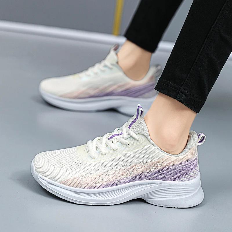 High Quality Flying Woven Sports Casual Women's Shoes Ultra-lightweight Running Shoes Women's Non-slip Fashionable Shoes