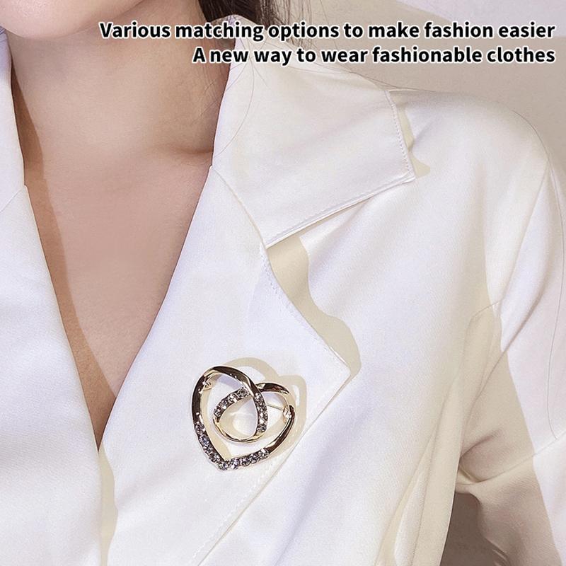 T-Shirt Heart Scarf Brooches  Silk Scarf Buckle Brooch Shawl Ring Clip Scarves Fastener Knotted Button Pin Accessories