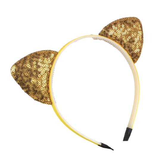 Girl Headband Sparkling Sequins Three-Dimensional Cat Ear Shape Painless Wearing Arc Hair Hoop Kids Daily Party Hair Accessory