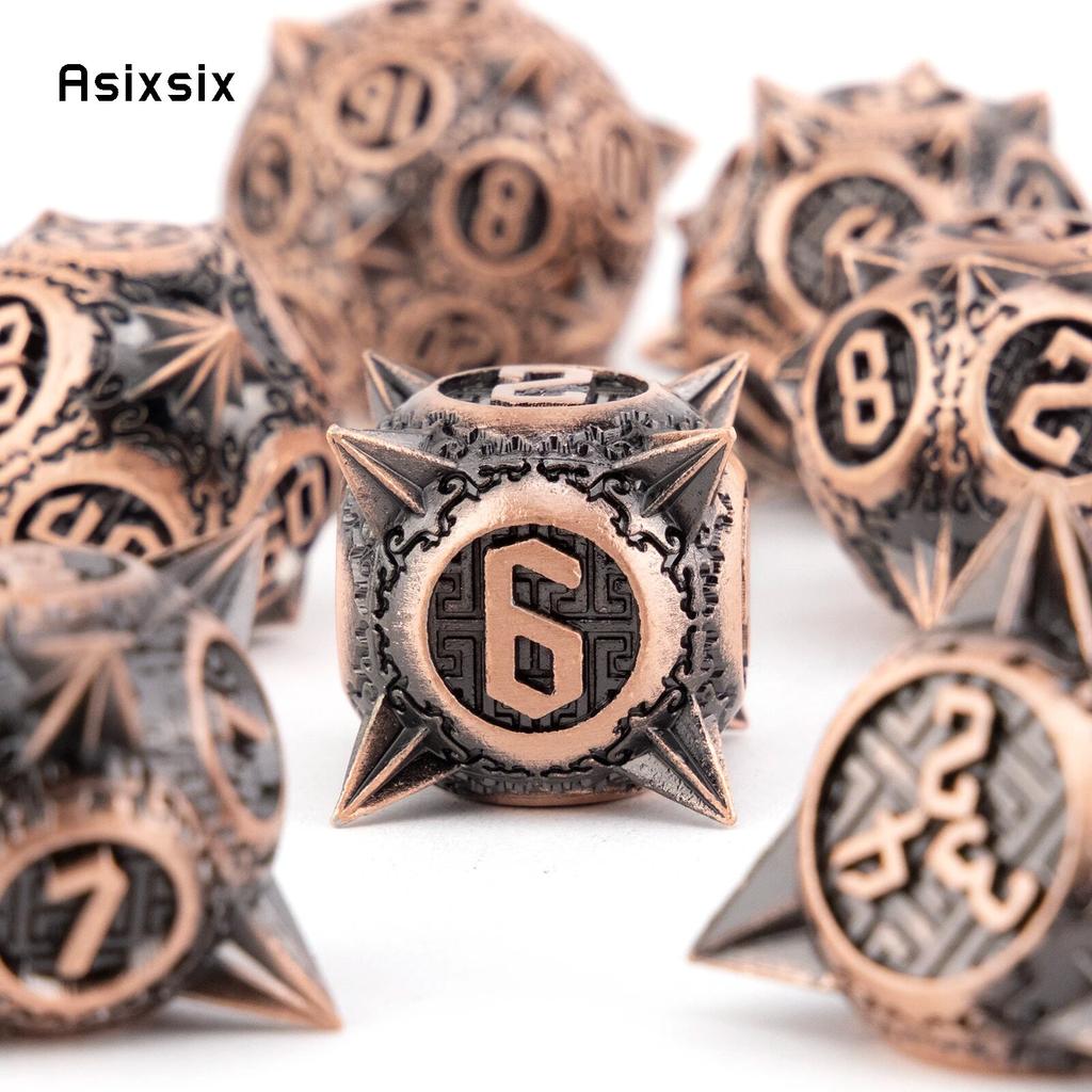 7 шт. сферические металлические кубики с острыми углами, набор цельных металлических многогранных кубиков, подходящий для ролевой игры, настольной игры, карточной игры