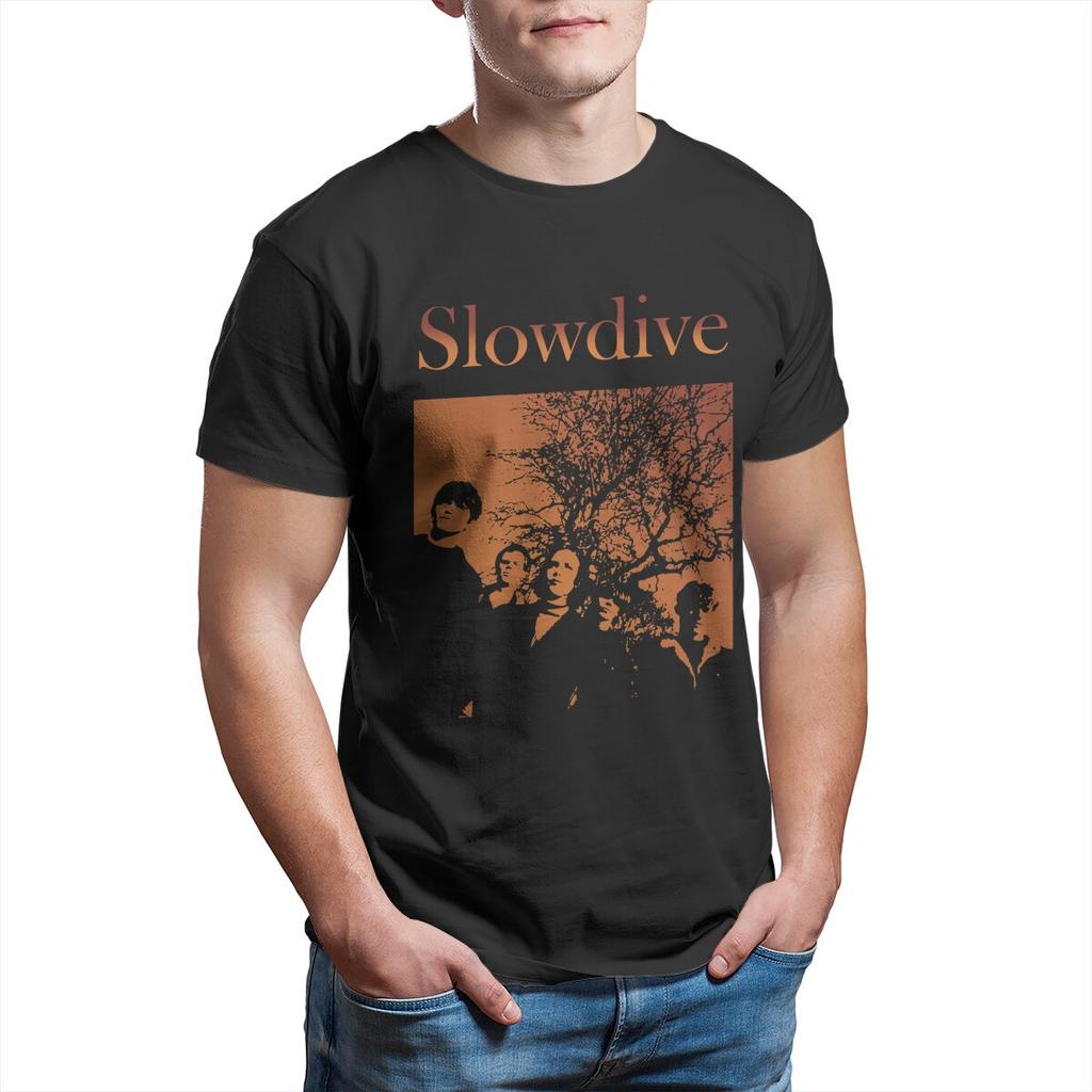 Мужская футболка Slowdive Tour 90-х Хлопковые топы Повседневная футболка с коротким рукавом и круглым вырезом Классические футболки