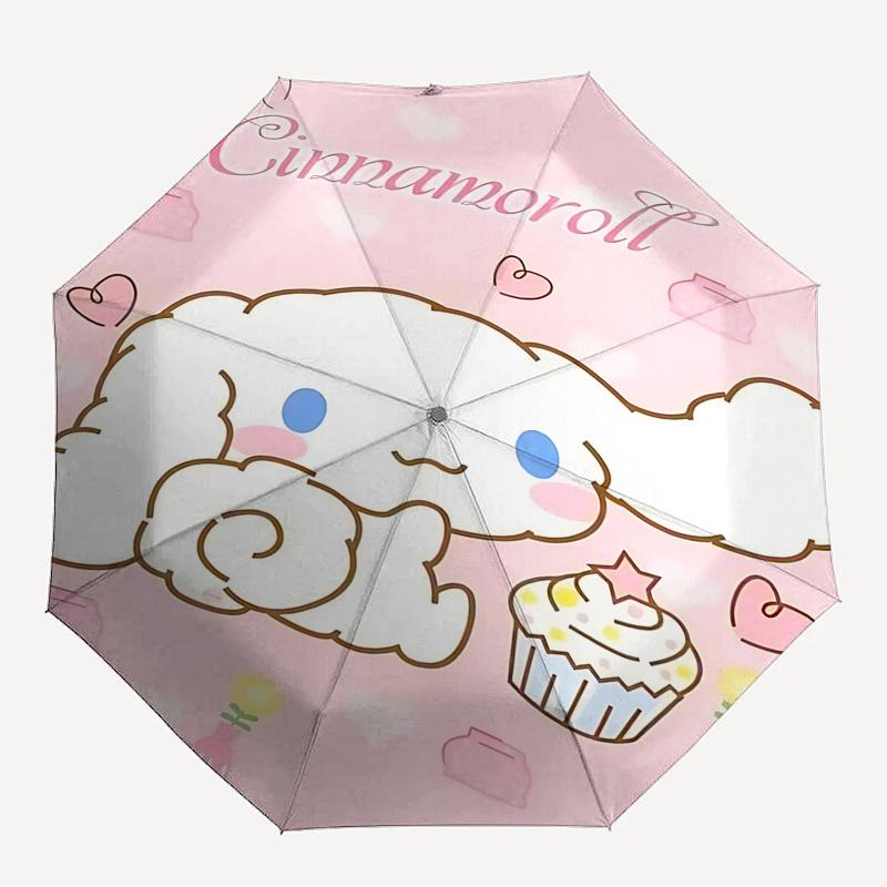 1 шт. Автоматический складной зонт-капкейк Cinnamoroll - Портативная 3-складная конструкция с железным каркасом, идеально подходит для поклонников, путешествий, повседневного использования и праздничных подарков.R0