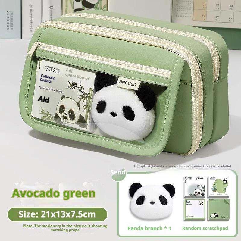 Пенал с пандой, большой вместимости, высокая эстетическая ценность, набор принадлежностей для студенток, сумка для канцелярских товаров для средней школы