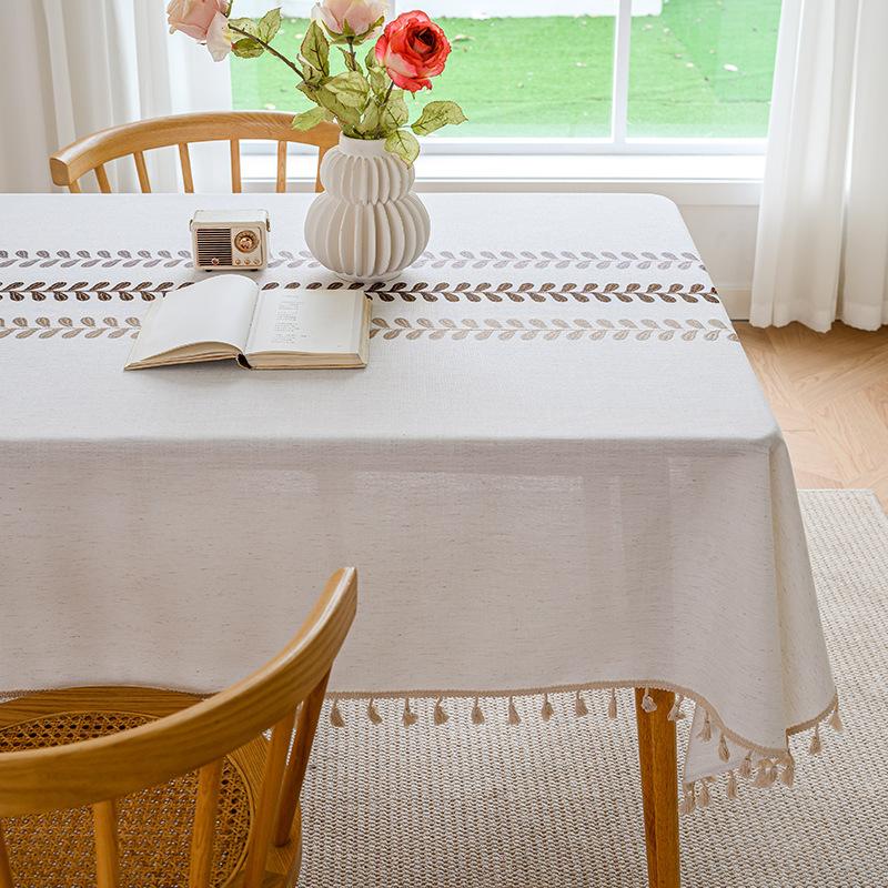Modern Minimalist Waterproof Linen Tablecloth Rectangle Coffee Desk Table Cover White Fresh Style