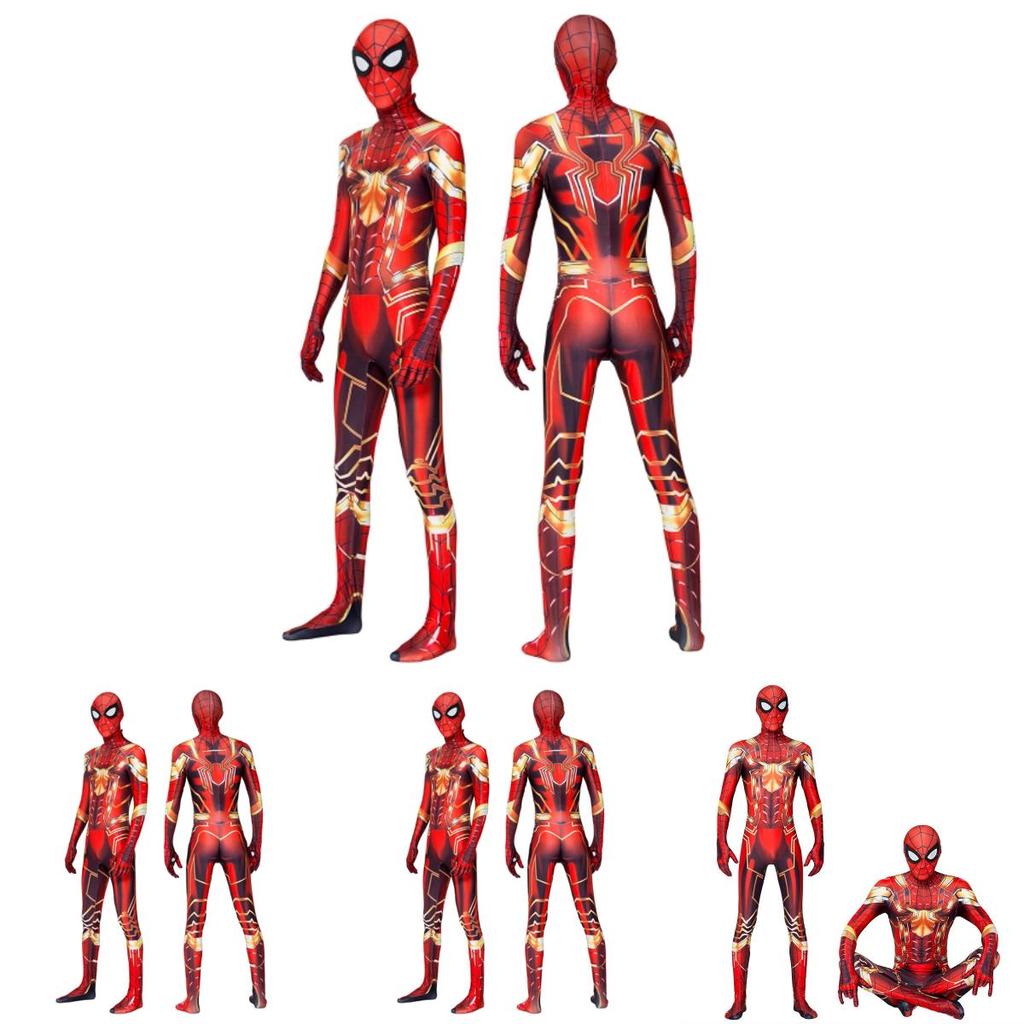 Косплей-костюм Marvel Стальной Человек-паук, наряд на все тело с капюшоном